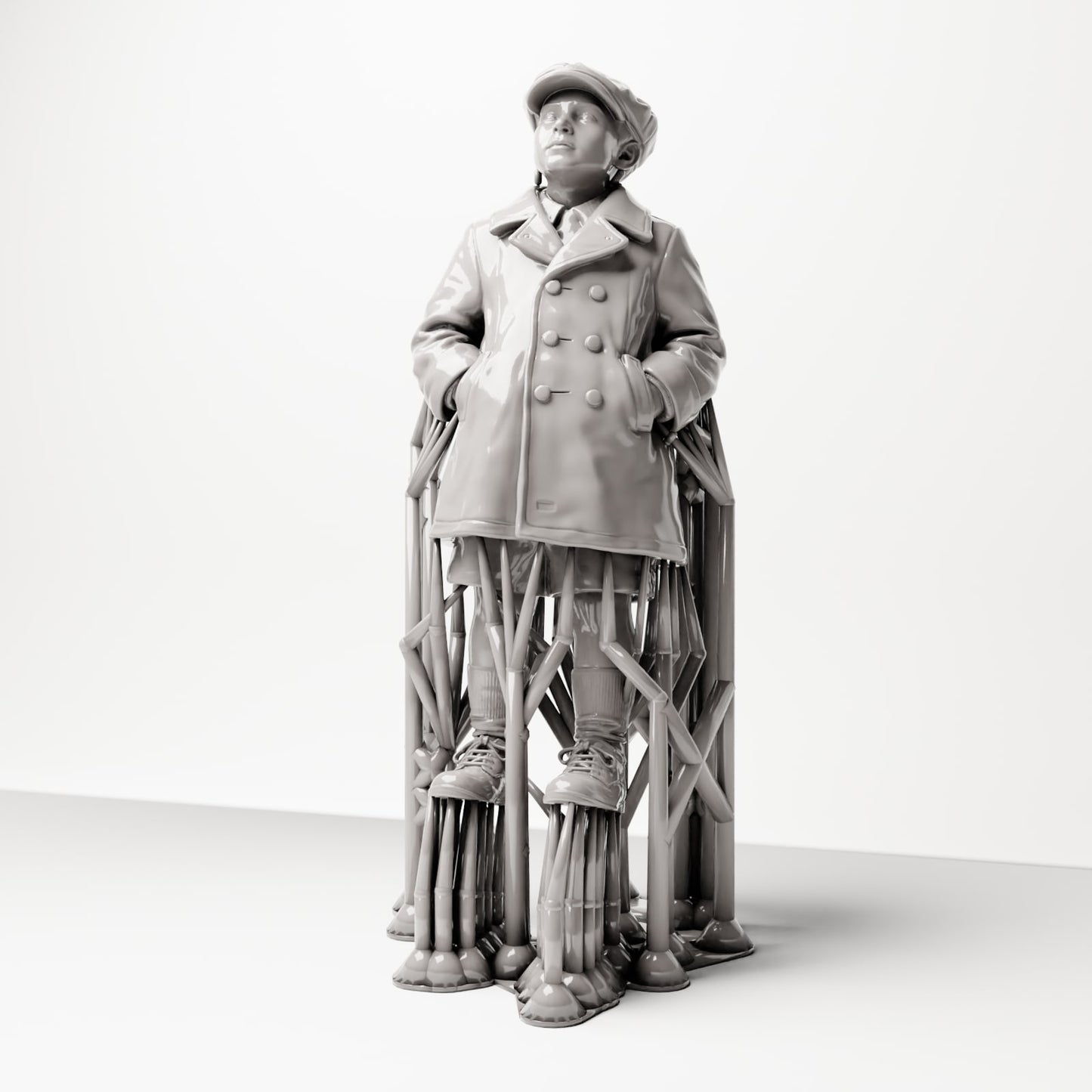 Scenework Zusatzbild 06: Historische Diorama Figur: Junger Wartender mit Schirmmütze und Mantel, Ende der 1920er (sc10)