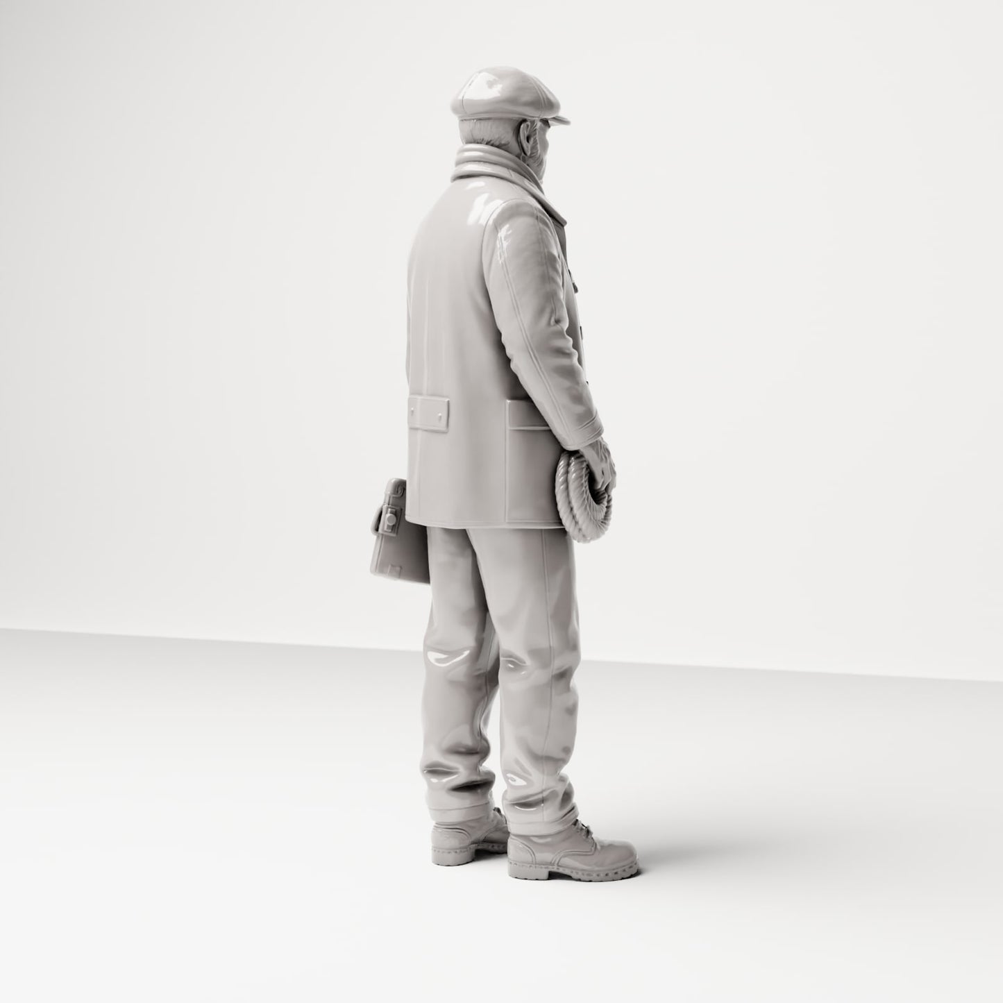 Produktová fotografie dioramatického modelu 3: Historická figurka do dioramatu: přístavní předák s nákladovým seznamem, 20.-30. léta 20. století (sc14)