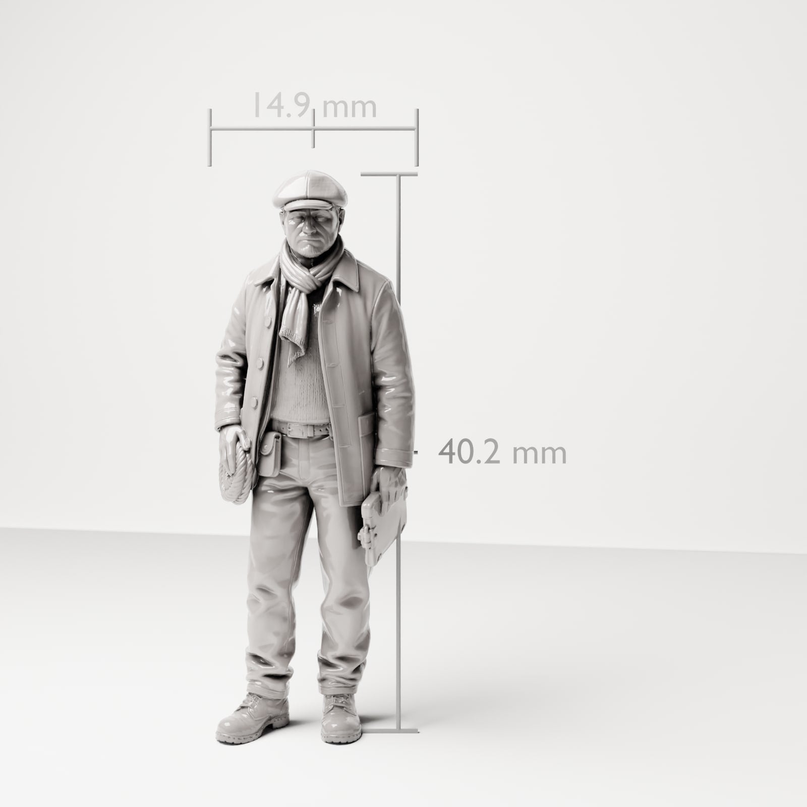 Produktová fotografie dioramatického modelářství 6: Historická dioramatická figurka: Kai-předák s nakládacím seznamem, 20.-30. léta (sc14)