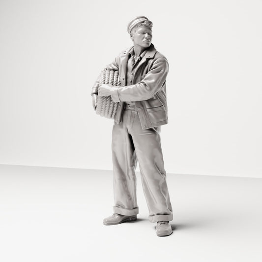 Diorama modelářství produktová fotografie 0: Historická dioramatická figurka: přístavní dělník s lanem u pasu (sc15)