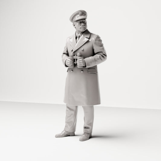Produktová fotografie 0: Historická dioramatická figurka: kapitán lodi na molu s dalekohledem (sc17)