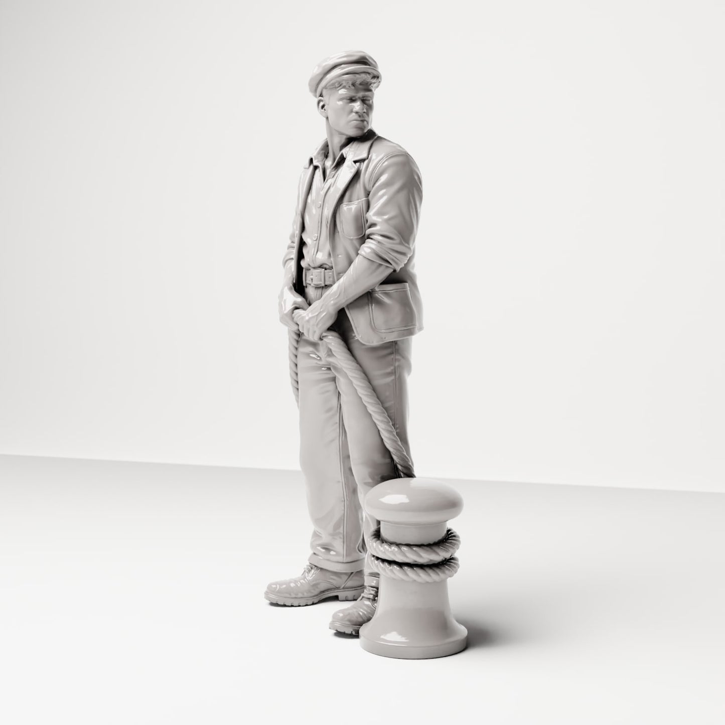 Diorama Modellbau Produktfoto 0: Historische Diorama Figur: Matrose oder Kaipersonal mit Pollerseil (sc20)