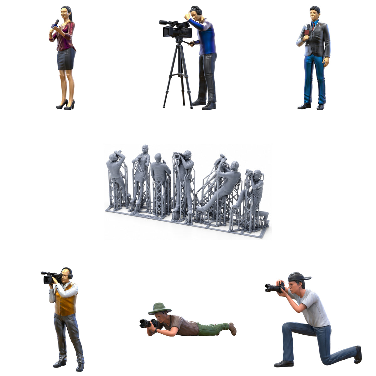 Produktová fotografie dioráma a modelářské miniatury: Sada reportérů, 6 figur.
