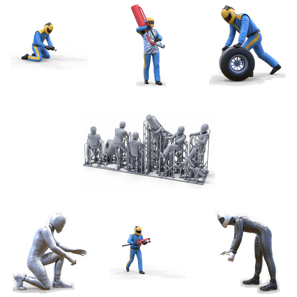 Foto do produto Diorama e Modelismo Miniatura: Conjunto Pit-Crew, 6 Figuras