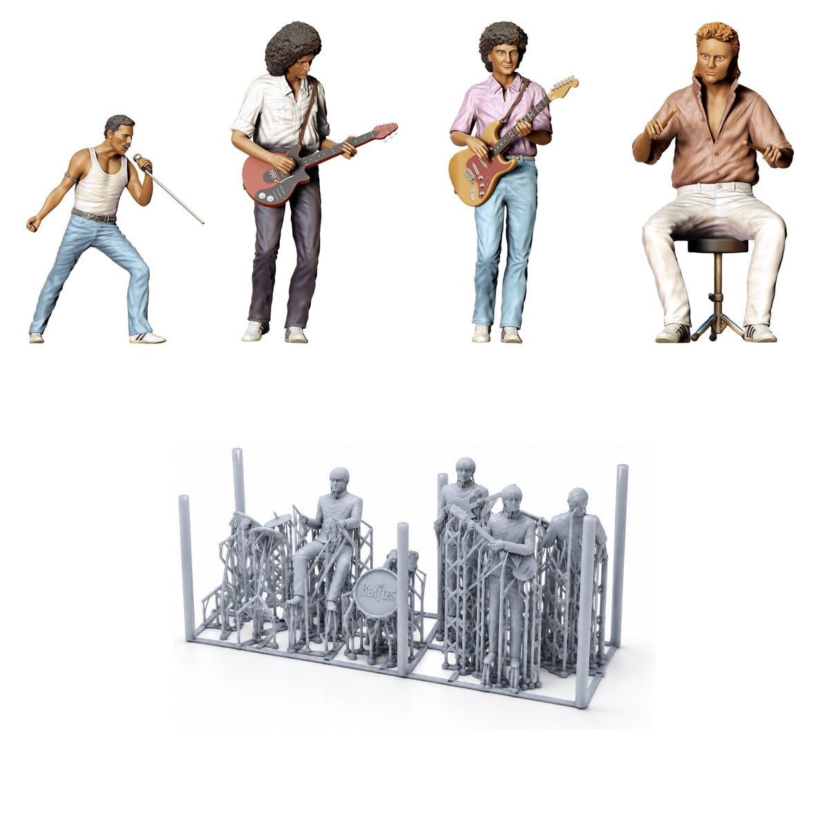 Diorama Figuren-Set: Klassische Rockband (Nr. S109) – STL-geprüfte Übersicht aller enthaltenen unbemalten Resinfiguren