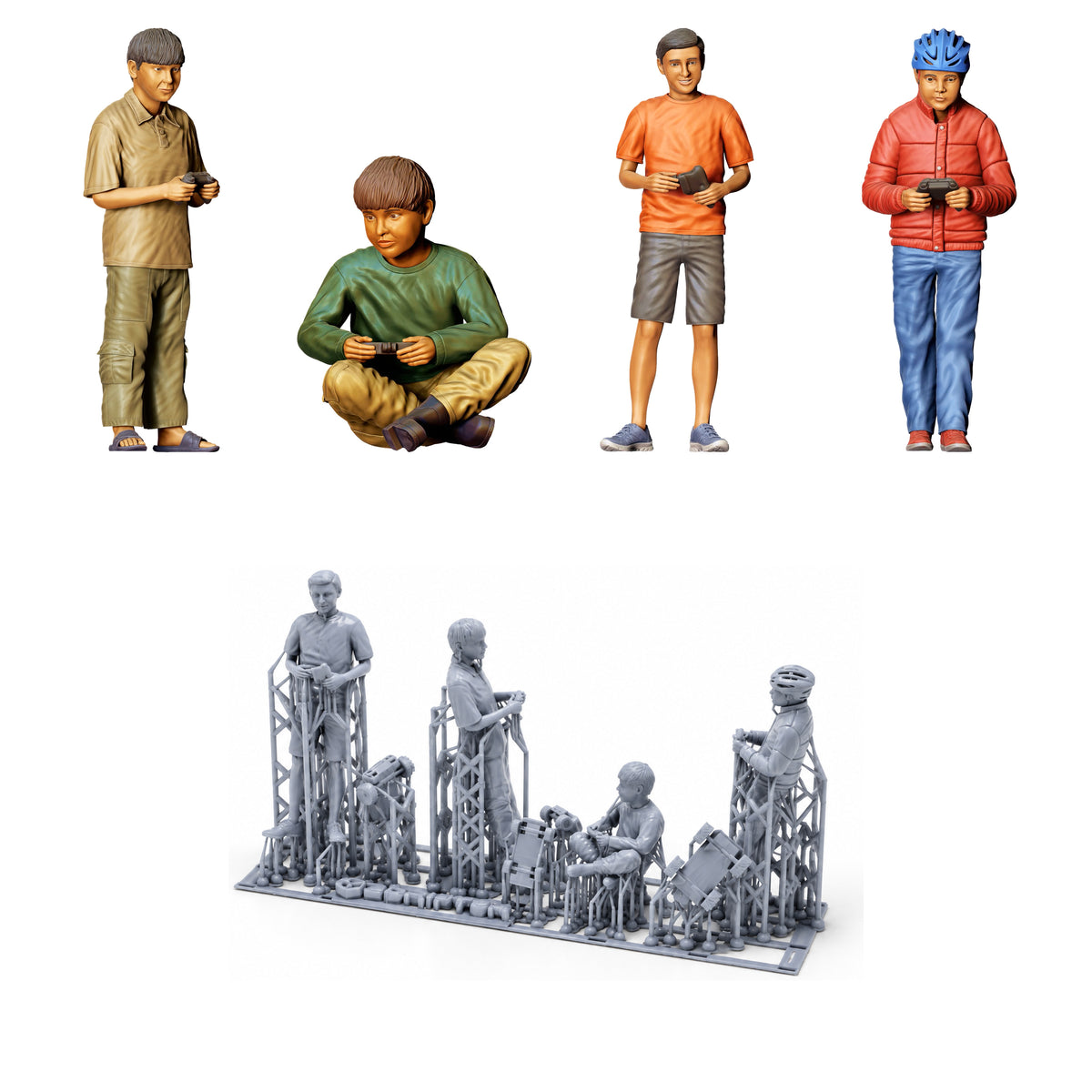 Foto do produto de diorama: Crianças a brincar com carros de controle remoto - Conjunto de ruas de jogo