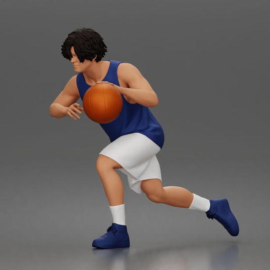 Foto prodotto modellismo per diorama 0: figura da diorama: giocatore di basket in corsa in avanti con palla e abbigliamento sportivo (a166)