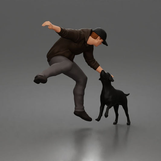 Diorama modelářství produktová fotografie 0: Diorama figurka: Přikrčený muž v mikině s kapucí (a201)