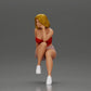 Diorama Modellbau Produktfoto 1: Sitzende Figur: Frau mit gekreuzten Beinen & aufgestütztem Kopf (a156)