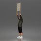 Diorama Modellbau Produktfoto 4: Stehende Figur: Demonstrant mit leerem Banner, Kapuzenpullover & Shorts (a178)