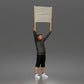 Diorama Modellbau Produktfoto 5: Stehende Figur: Demonstrant mit leerem Banner, Kapuzenpullover & Shorts (a178)
