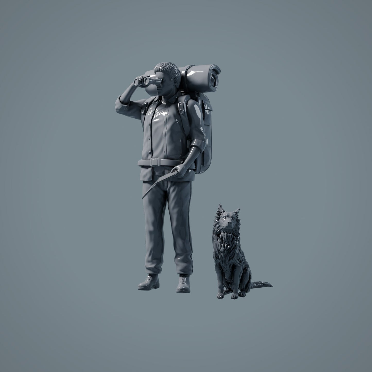 Figura de animal de estimação: cão sentado - Border Collie (a006)