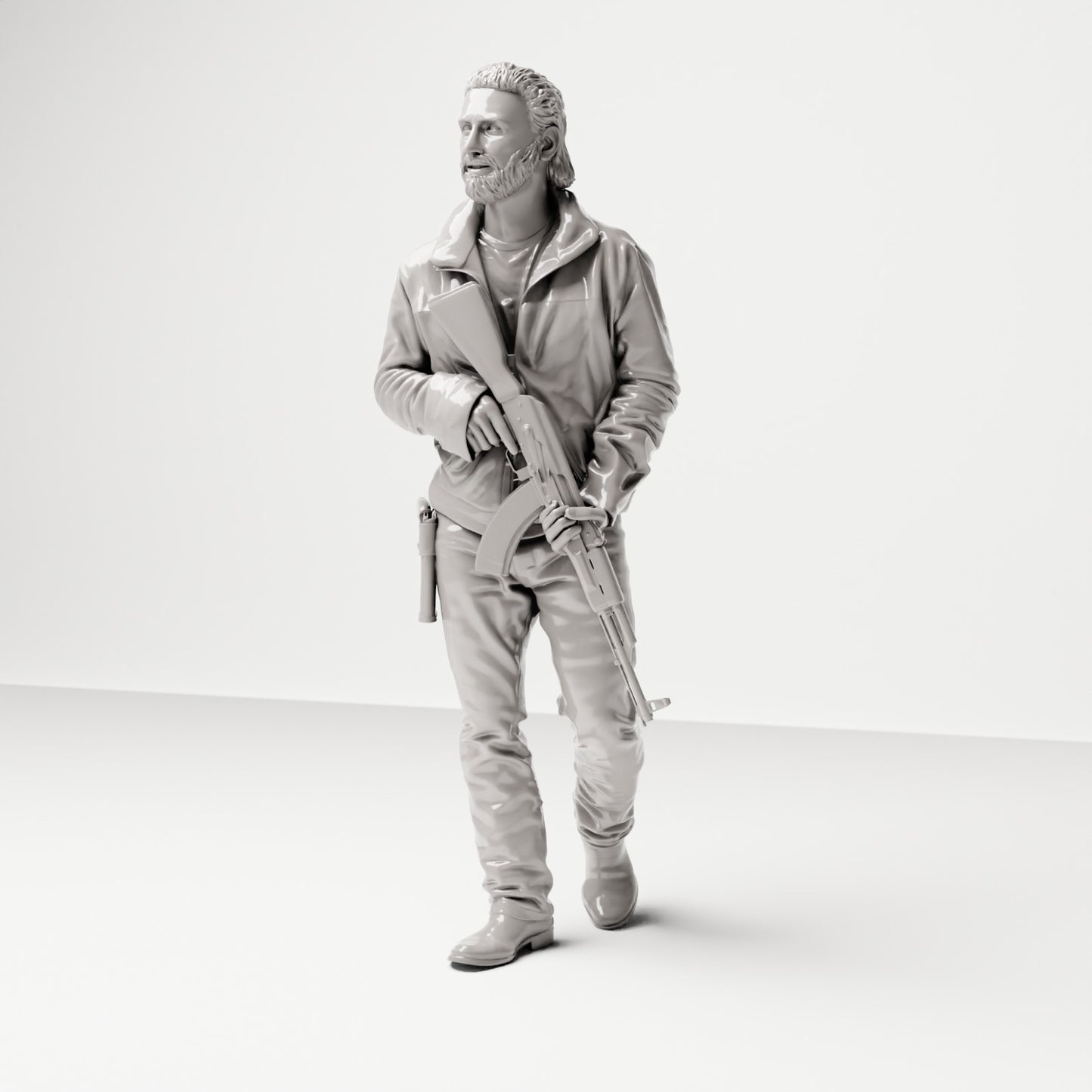 Stehende Figur: Mann mit Gewehr & Holster (Ref. Nr. 491) - vollständige Studioansicht 2