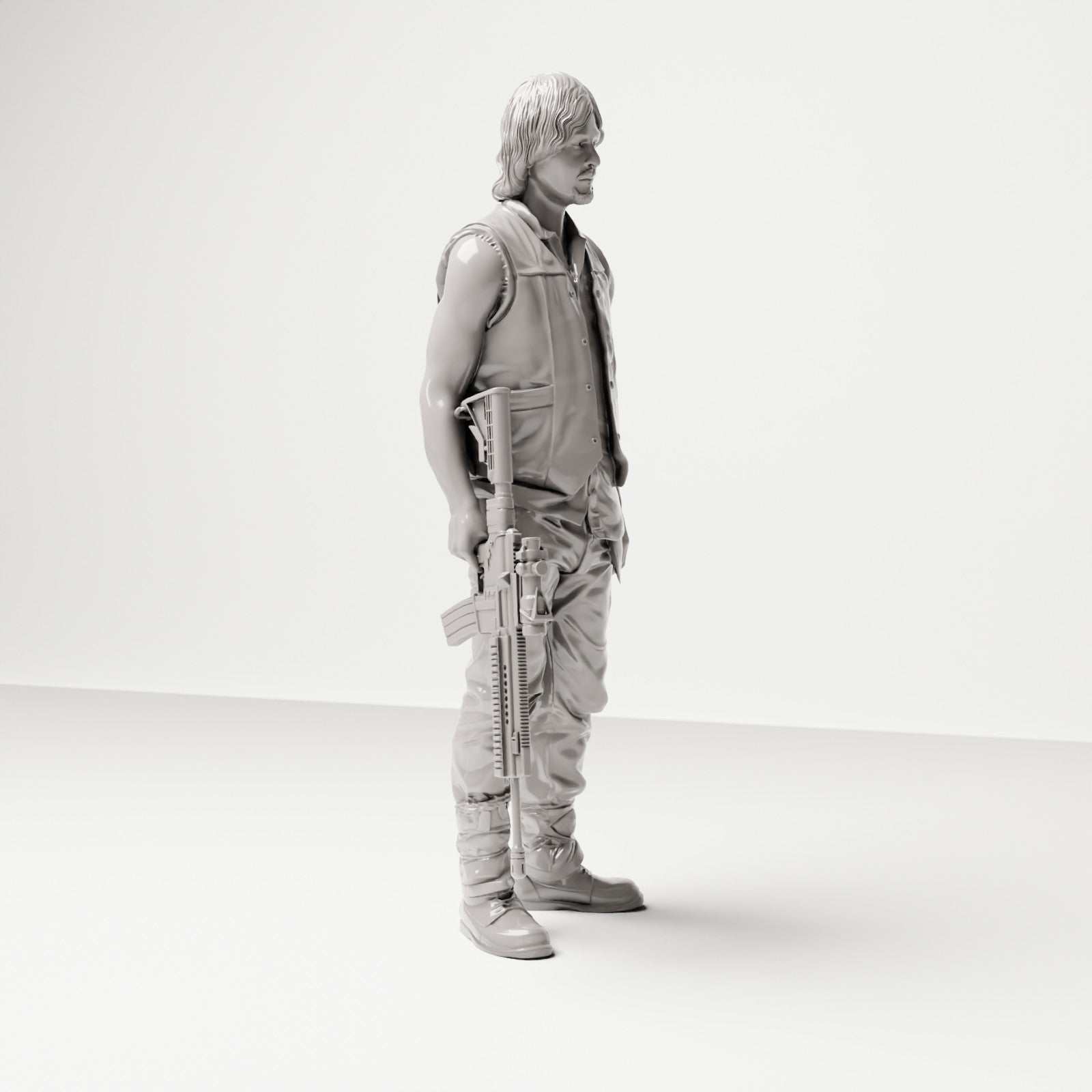Stehende Figur: Mann mit ärmelloser Weste & Gewehr (Ref. Nr. 492) - Studioansicht 1