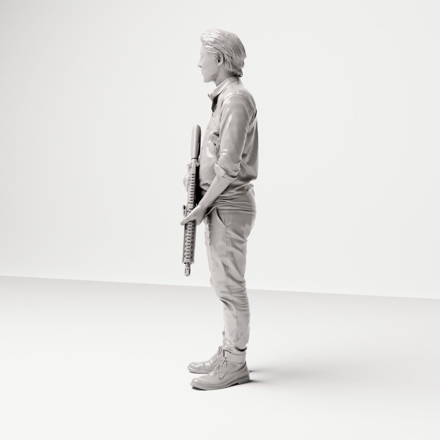 Stehende Figur: Mann mit Gewehr und Schultergurt (Ref. Nr. 495) - vollständige Studioansicht 3