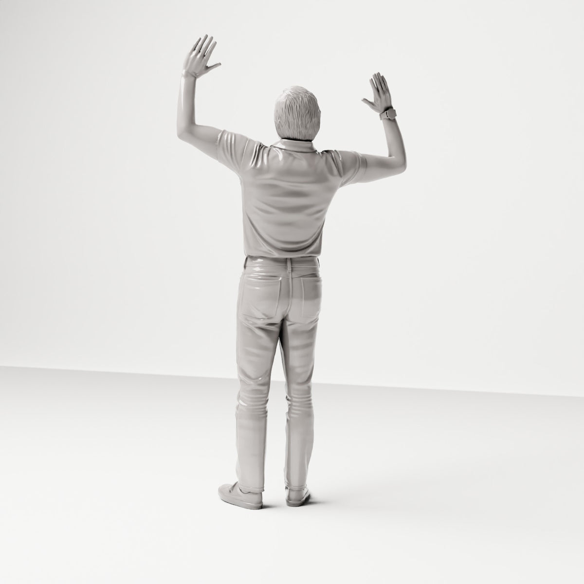 Stehende Figur: Mann mit erhobenen Armen (Ref. Nr. 497) - vollständige Studioansicht 4