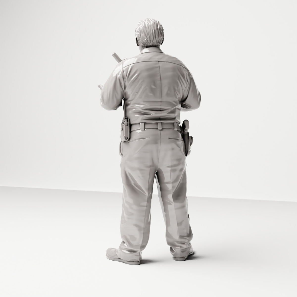 Stehende Figur: Polizist mit Schlagstock & Holster am Gürtel (Ref. Nr. 498) - vollständige Studioansicht 1