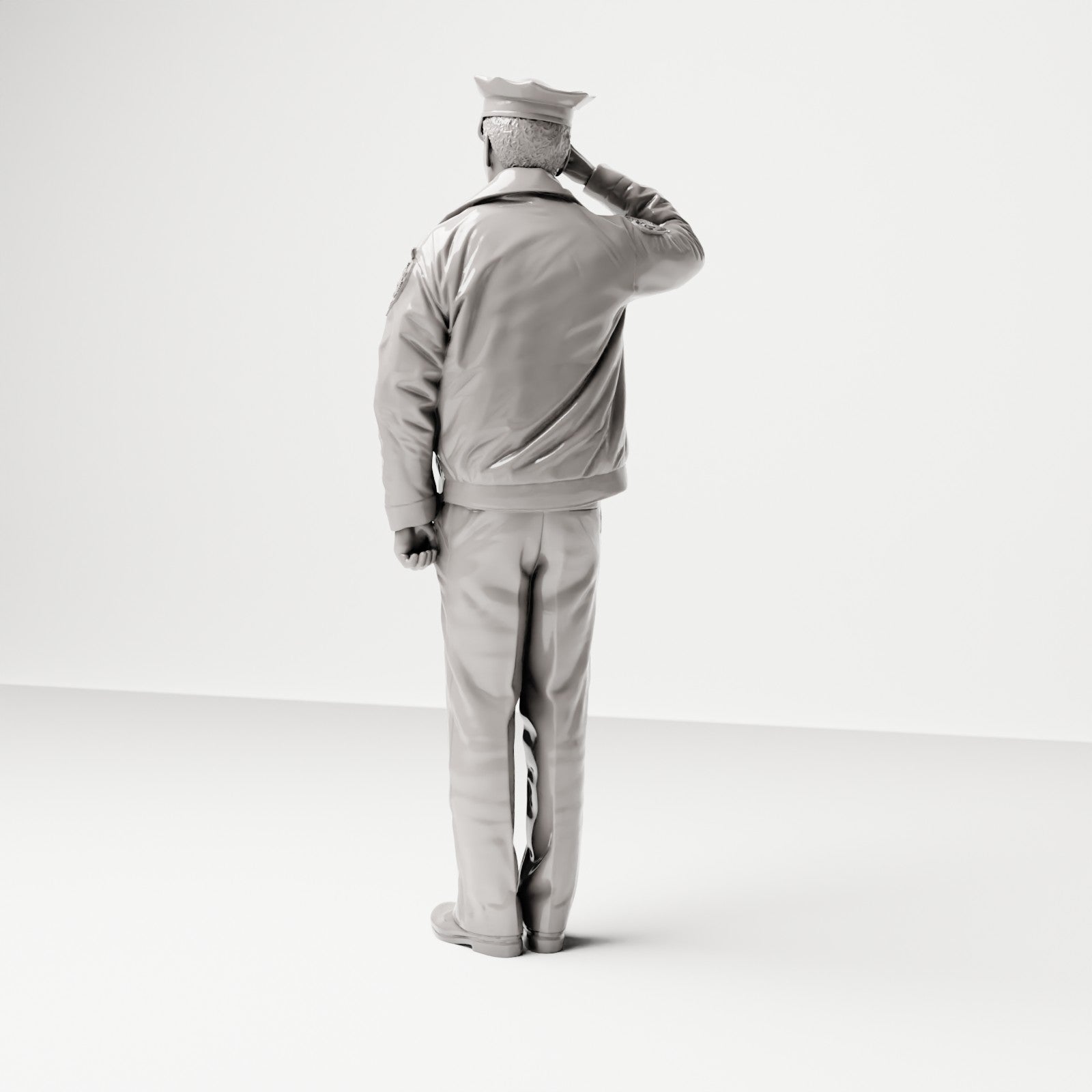 Stehende Figur: Polizist mit Schlagstock, salutierend (Ref. Nr. 499) - vollständige Studioansicht 3