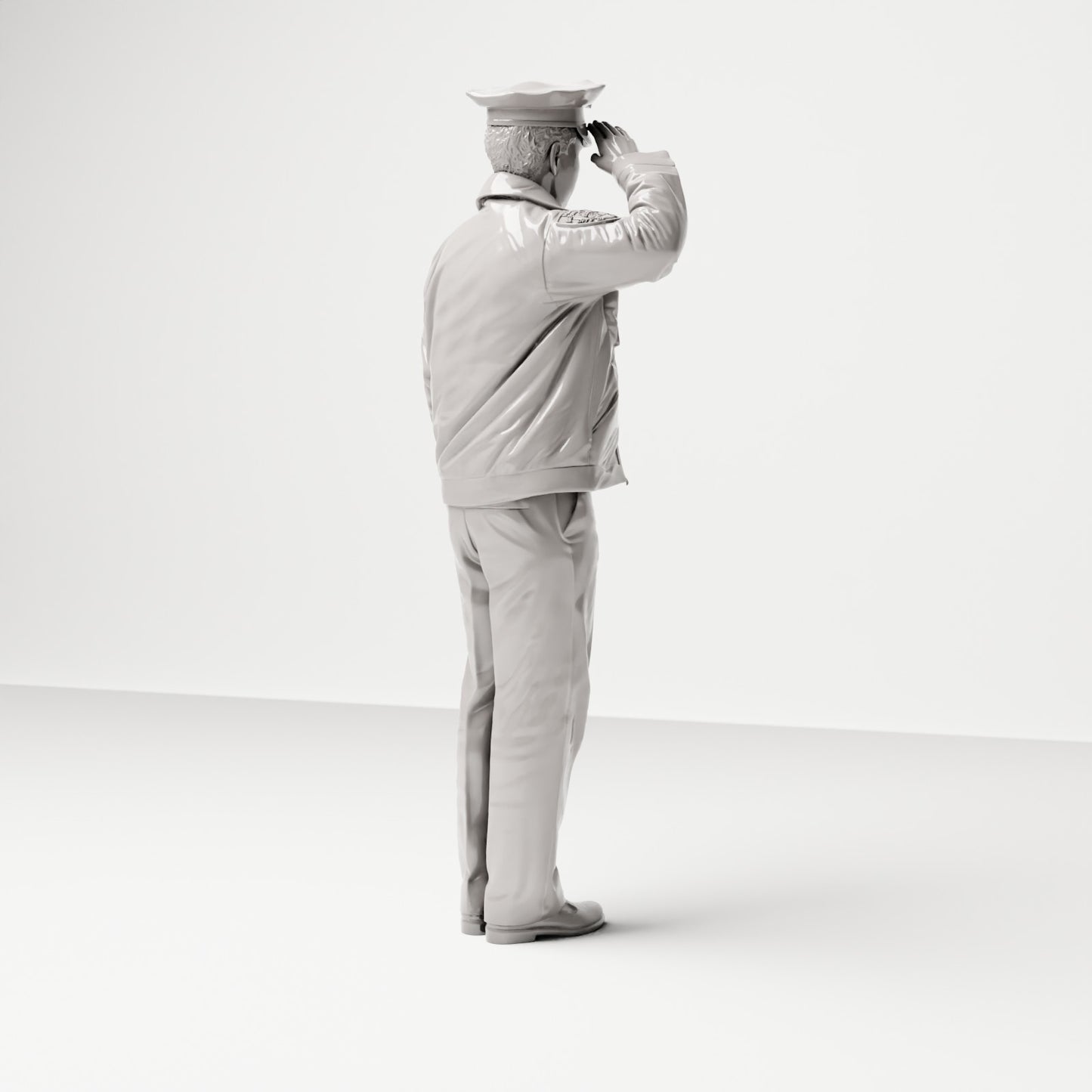 Stehende Figur: Polizist mit Schlagstock, salutierend (Ref. Nr. 499) - vollständige Studioansicht 4