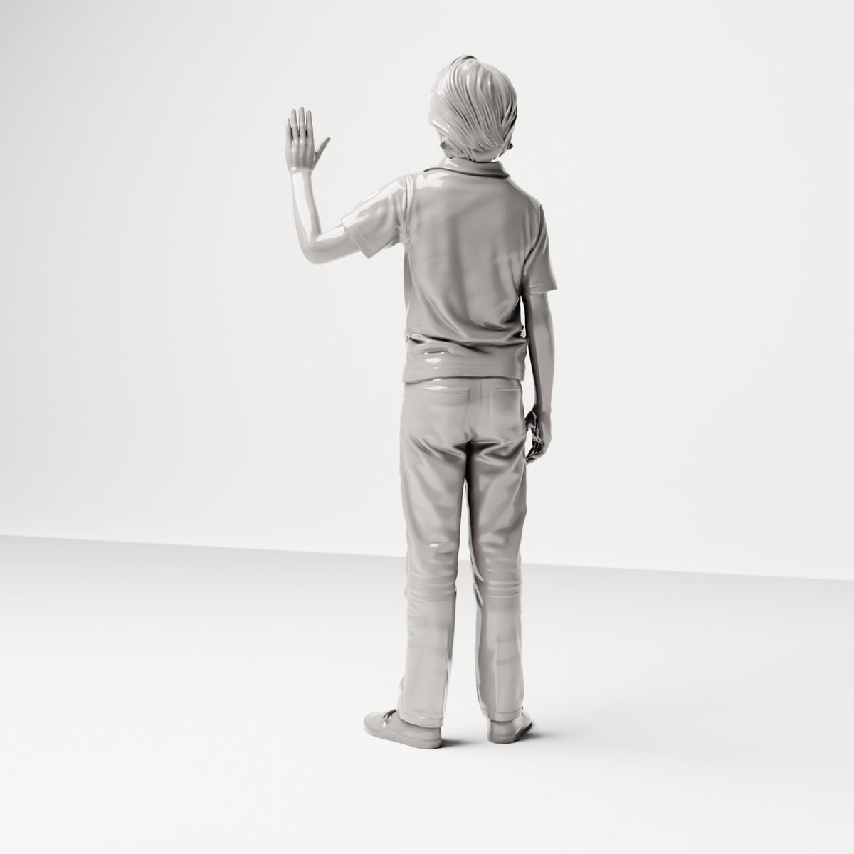 Stehende Figur: Passant hebt die Hand zum Gruß (Ref. Nr. 505) - vollständige Studioansicht 4