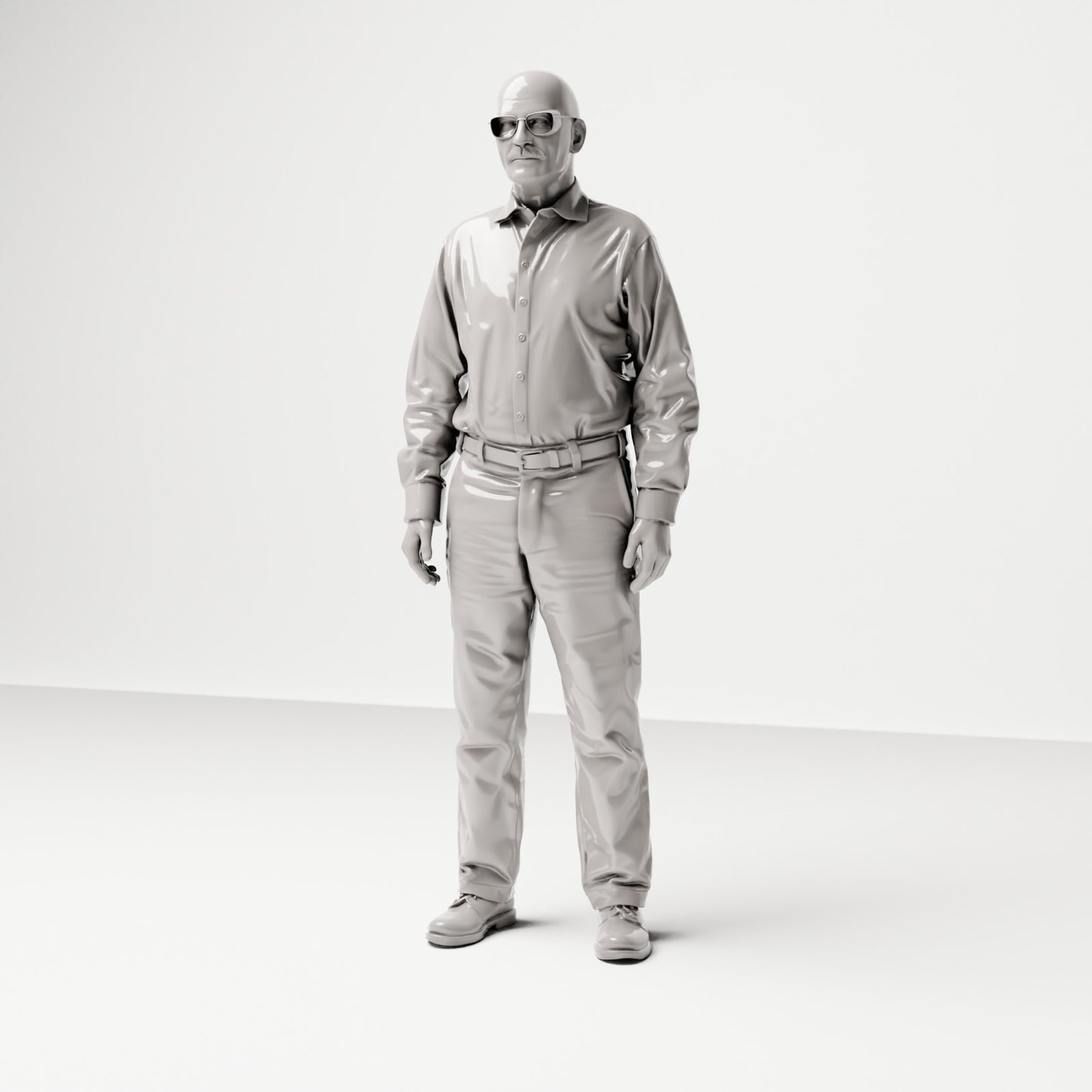 Stehende Figur: Mann mit Sonnenbrille & Langarmhemd (Ref. Nr. 507) - vollständige Studioansicht 2