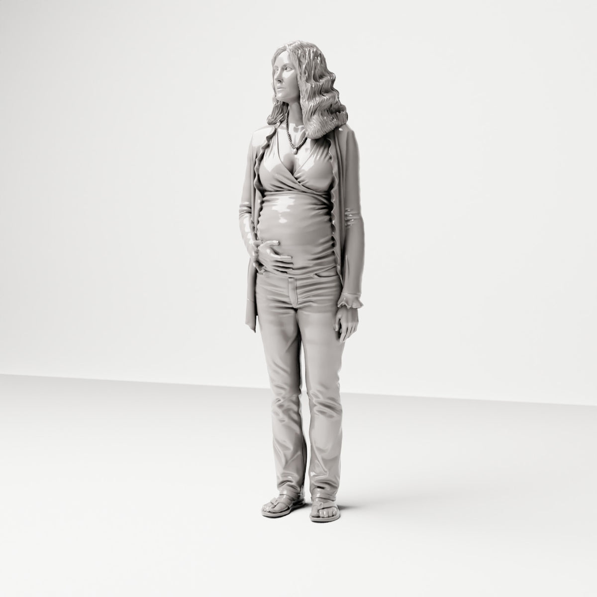 Stehende Figur: Frau mit Hand am Bauch (Ref. Nr. 509) - vollständige Studioansicht 2