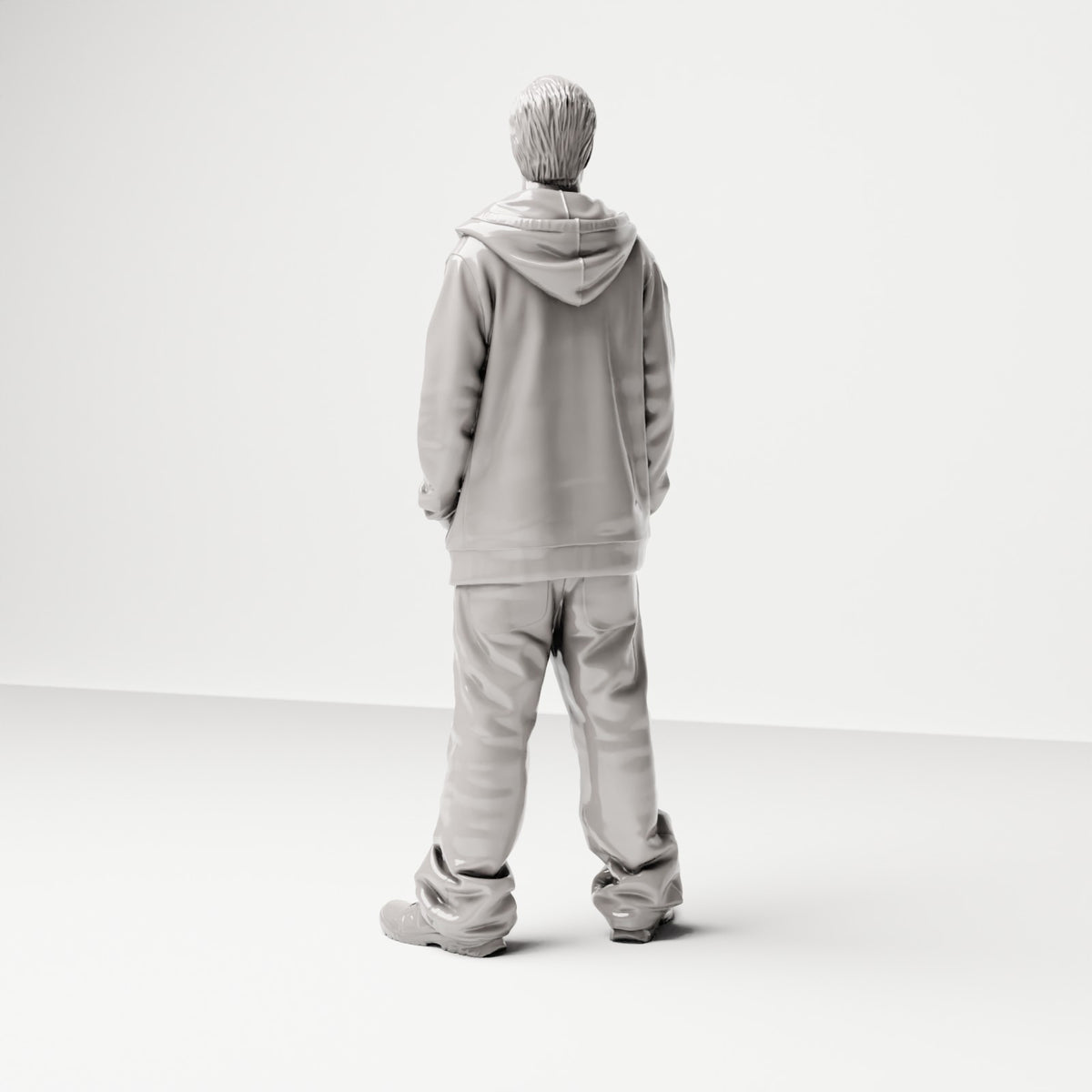 Stehende Figur: Mann mit Kapuzenjacke & T-Shirt (Ref. Nr. 510) - vollständige Studioansicht 4