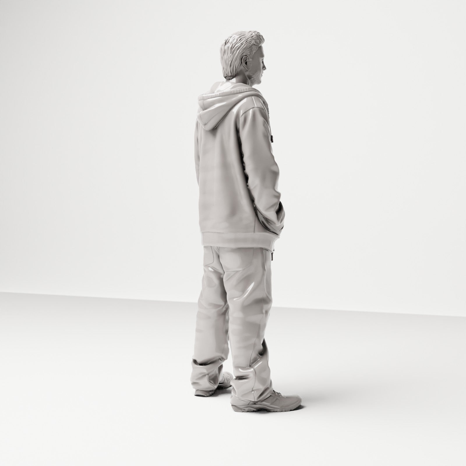 Stehende Figur: Mann mit Kapuzenjacke & T-Shirt (Ref. Nr. 510) - Studioansicht 5