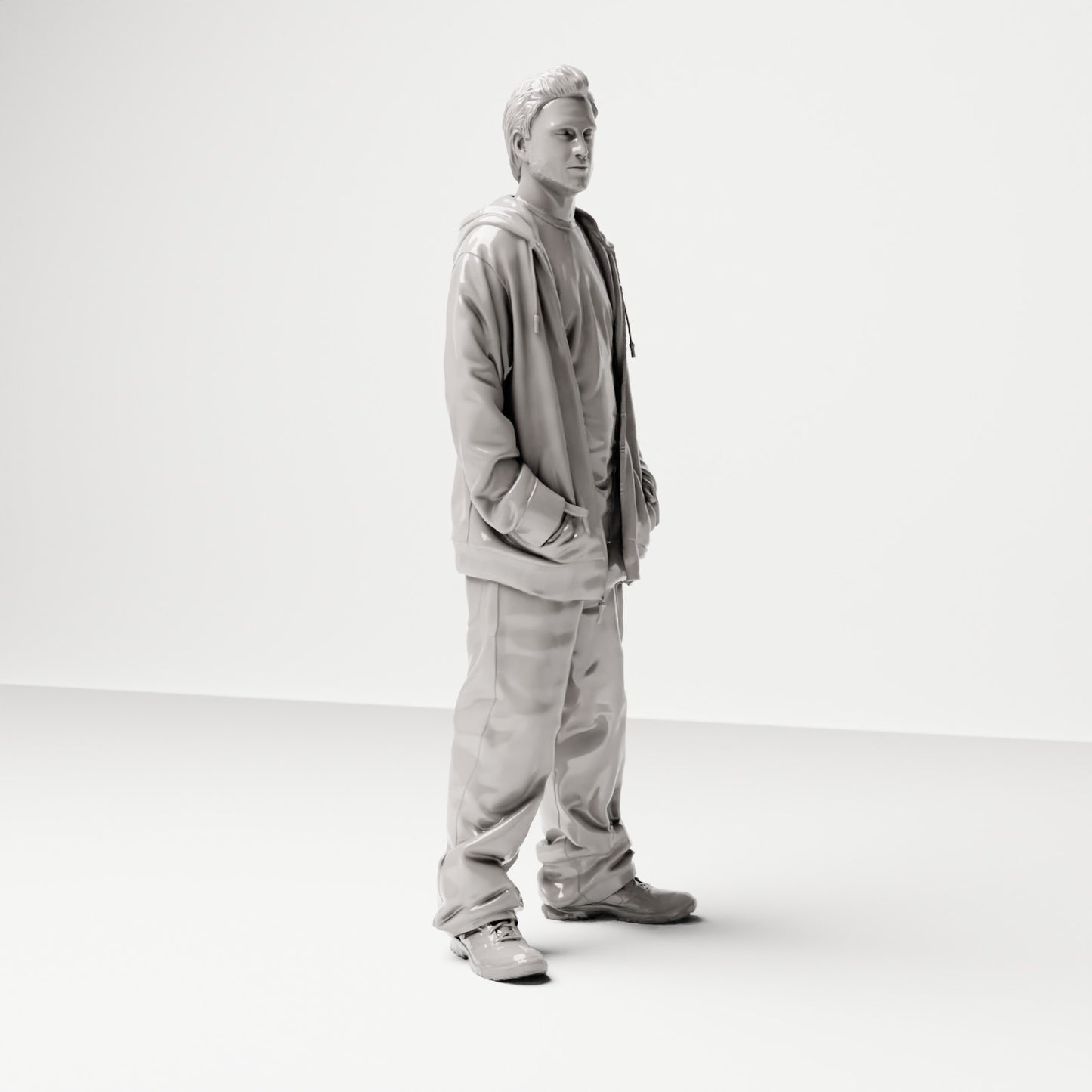 Stehende Figur: Mann mit Kapuzenjacke & T-Shirt (Ref. Nr. 510) - Studioansicht 1