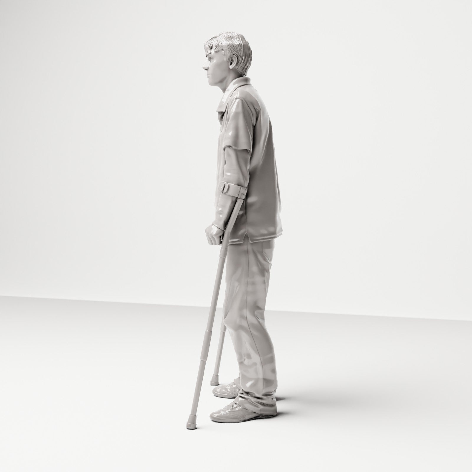 Stehende Figur: Mann mit zwei Krücken (Ref. Nr. 517) - Studioansicht 3