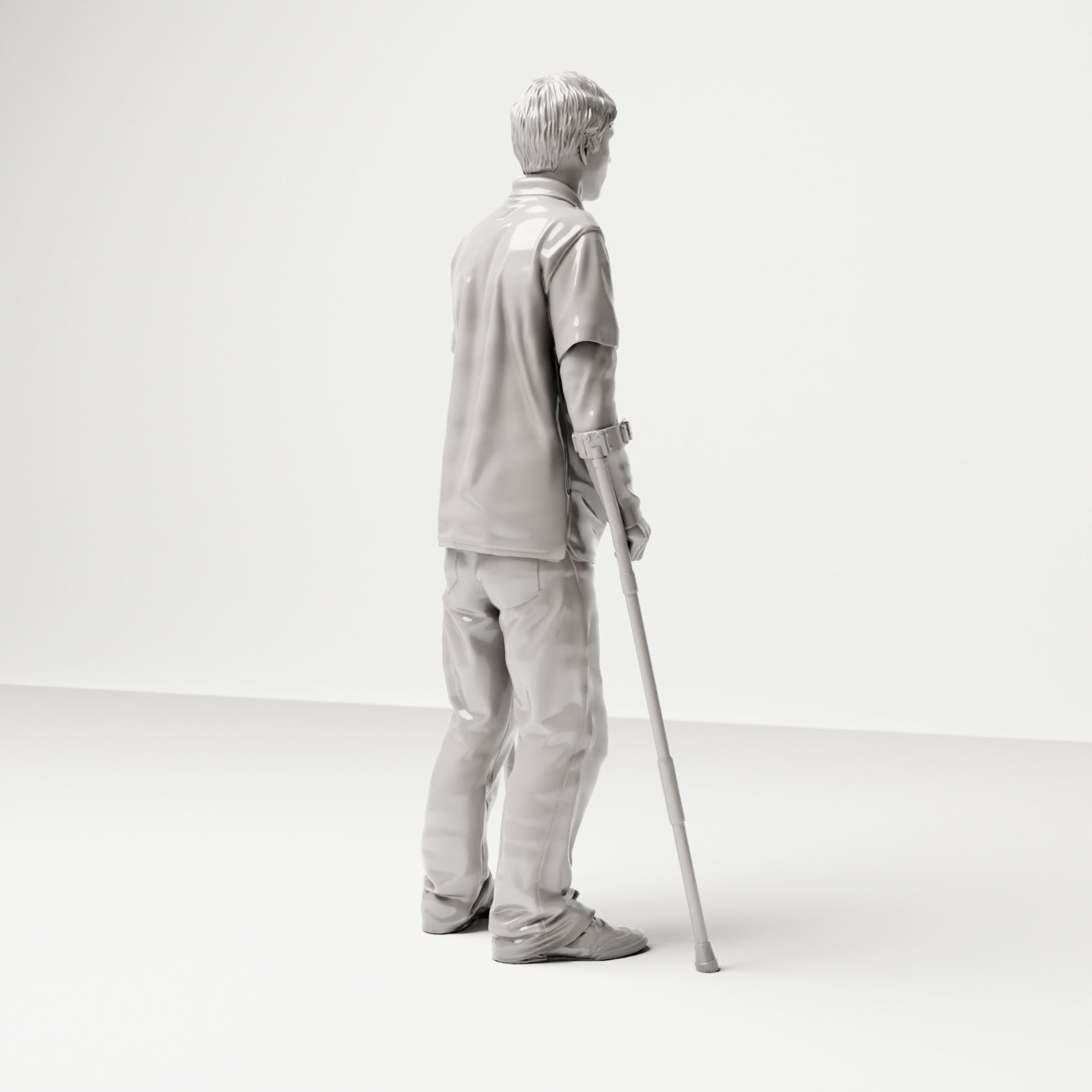 Stehende Figur: Mann mit zwei Krücken (Ref. Nr. 517) - Studioansicht 5
