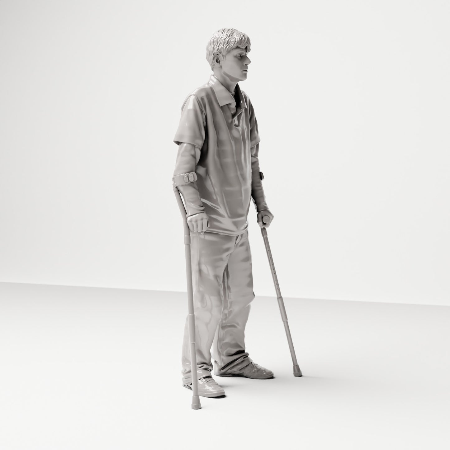 Stehende Figur: Mann mit zwei Krücken (Ref. Nr. 517) - Studioansicht 1