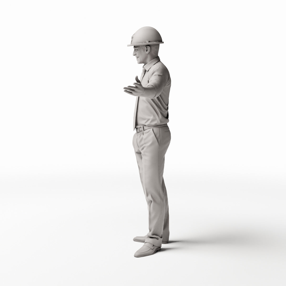 Diorama Modellbau Produktfoto 0: Stehende Figur: Autoverkäufer mit Hemd, Krawatte und ausgestrecktem Arm (Ref. Nr. 532)