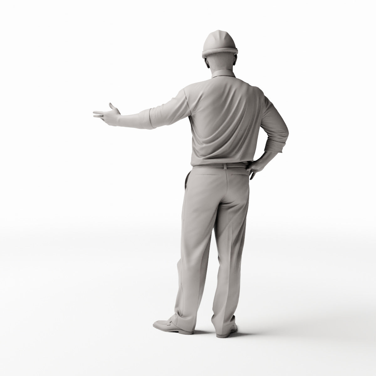 Diorama Modellbau Produktfoto 0: Stehende Figur: Autoverkäufer mit Hemd, Krawatte und ausgestrecktem Arm (Ref. Nr. 532)