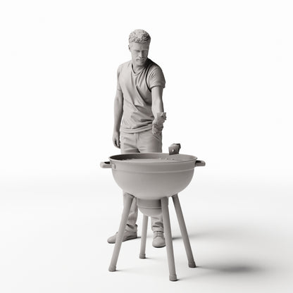 Diorama Modellbau Produktfoto 0: Stehende Figur: Mann am Grill mit Grillbesteck (Ref. Nr. 533)