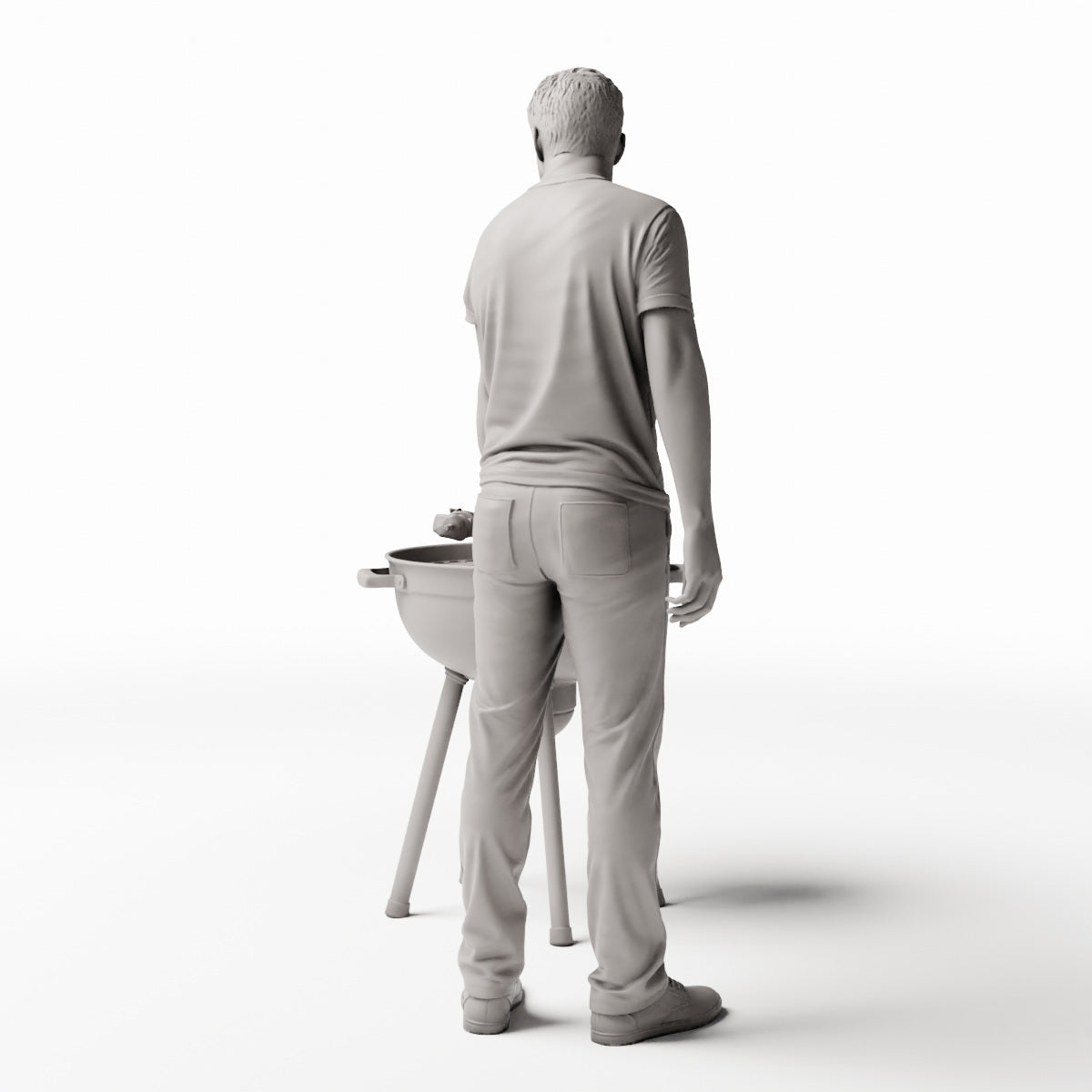 Diorama Modellbau Produktfoto 0: Stehende Figur: Mann am Grill mit Grillbesteck (Ref. Nr. 533)
