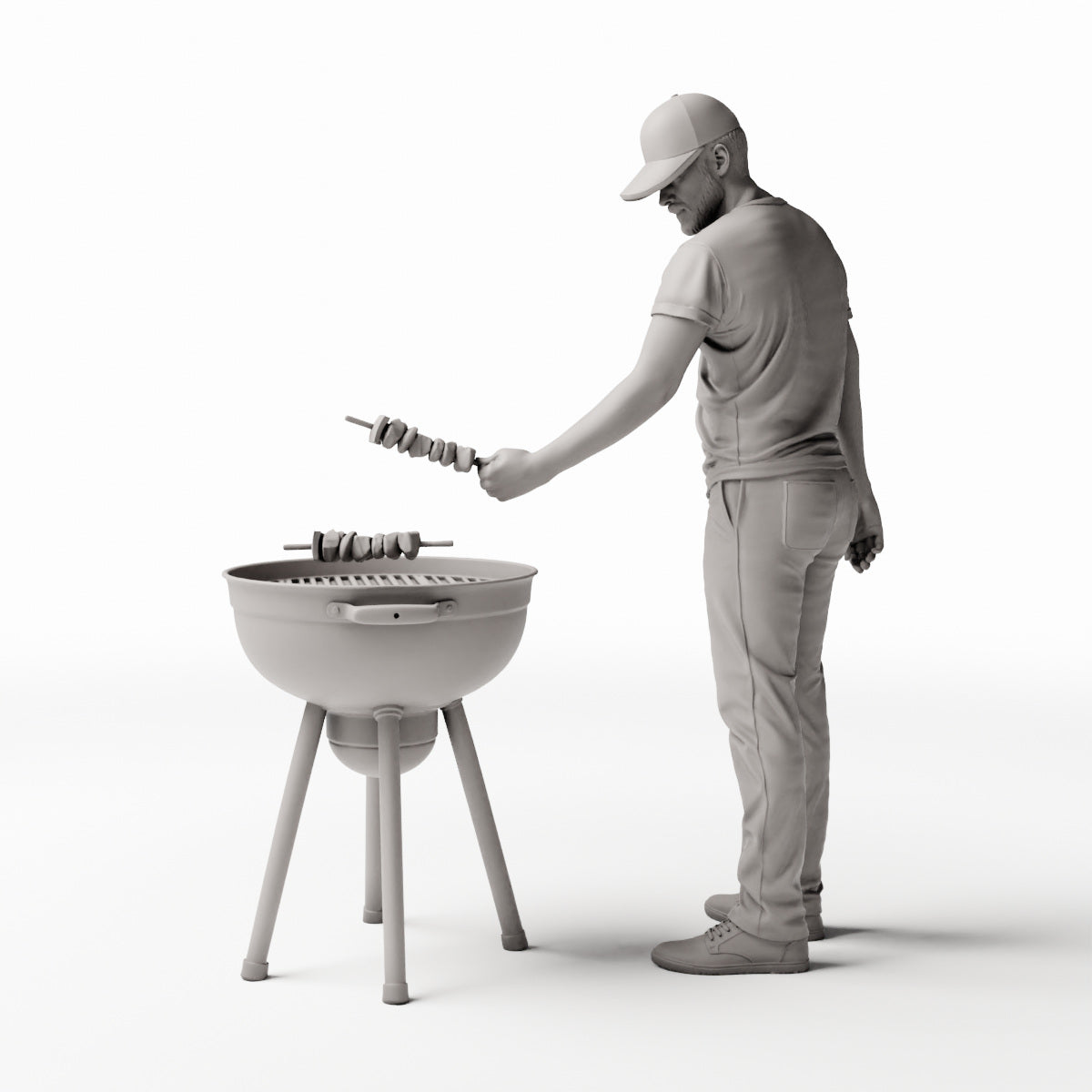 Diorama Modellbau Produktfoto 0: Stehende Figur: Mann am Grill mit Grillbesteck (Ref. Nr. 533)