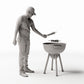 Diorama Modellbau Produktfoto 0: Stehende Figur: Mann am Grill mit Grillbesteck (Ref. Nr. 533)
