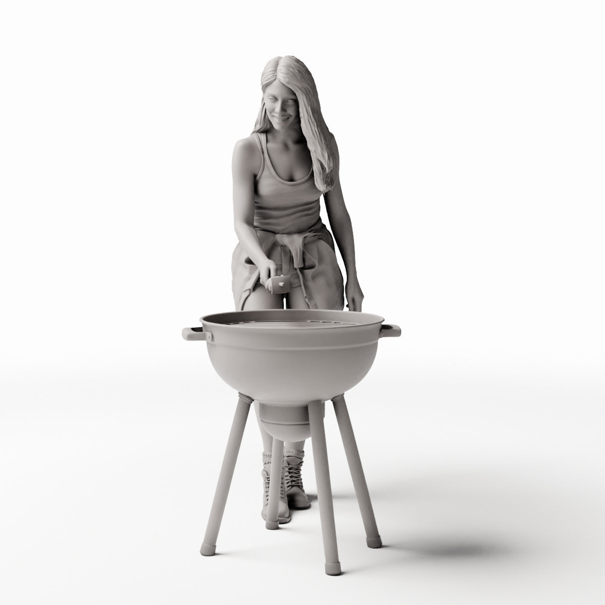 Diorama Modellbau Produktfoto 0: Stehende Figur: Frau mit Grillzange am Kugelgrill (Ref. Nr. 534)