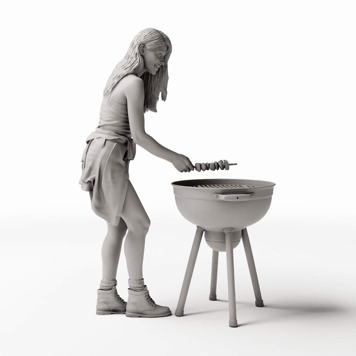 Diorama Modellbau Produktfoto 0: Stehende Figur: Frau mit Grillzange am Kugelgrill (Ref. Nr. 534)