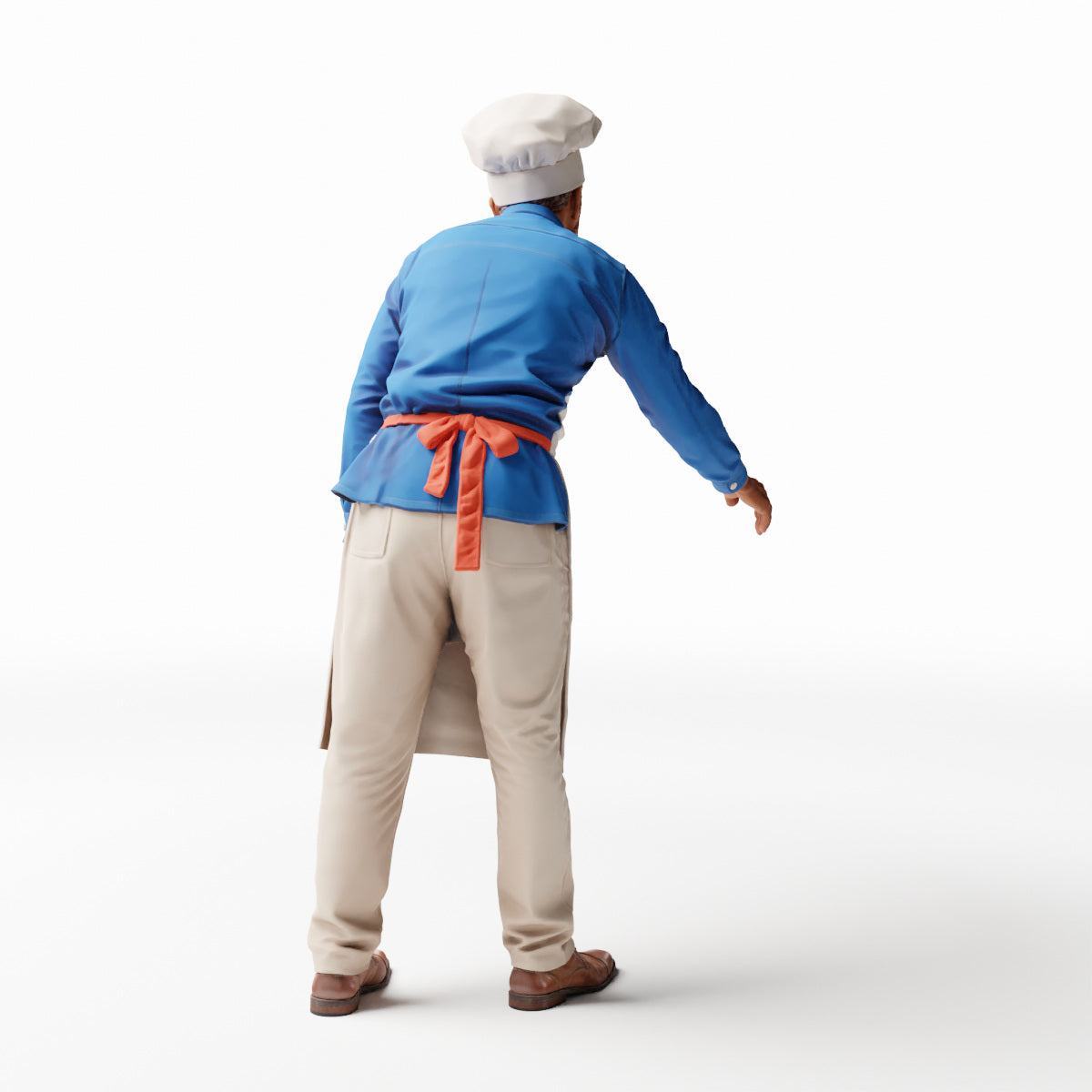 Diorama Modellbau Produktfoto 0: Stehende Figur: Koch oder Grillmeister mit Schürze und Mütze greift (Ref. Nr. 537)