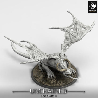 Produktfoto Tabletop 28mm Lord of the Print (LotP) 0: Tabletop Miniatur: Dämonische geflügelte Bestie, Knochen-Gargoyle, Untotes Bossmonster (Winged Horror) (24_05_H5)