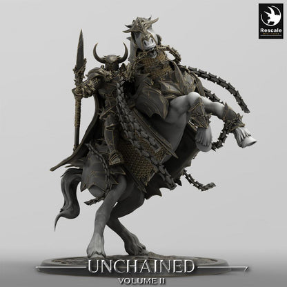Produktový obrázek Tabletop 28mm Lord of the Print (LotP) 0: Tabletop miniatura: Temný rytíř na bujné válečné koni - Smrtelný rytíř, kopiník, velitel kavalerie (24_05_P)