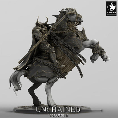 Produktový obrázek Tabletop 28mm Lord of the Print (LotP) 0: Tabletop miniatura: Temný rytíř na bujícím válečném koni - Smrtonoš / Death Knight, kopiník, velitel kavalerie (24_05_P)