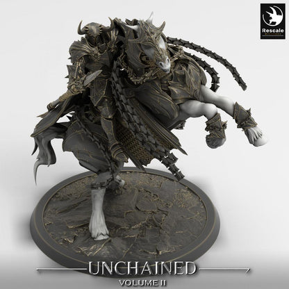 Produktová fotografie Tabletop 28mm Lord of the Print (LotP) 0: Tabletop miniatura: Temný rytíř na bujícím válečném koni - Smrtelný rytíř, kopiník, velitel kavalerie (24_05_P)