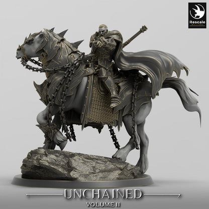 Imagem do produto Tabletop 28mm Lord of the Print (LotP) 0: Miniatura de Tabletop: Paladino Sombrio a Cavalo, Cavaleiro da Morte, Cavaleiro do Caos, Líder dos Cavaleiros (24_05_O)