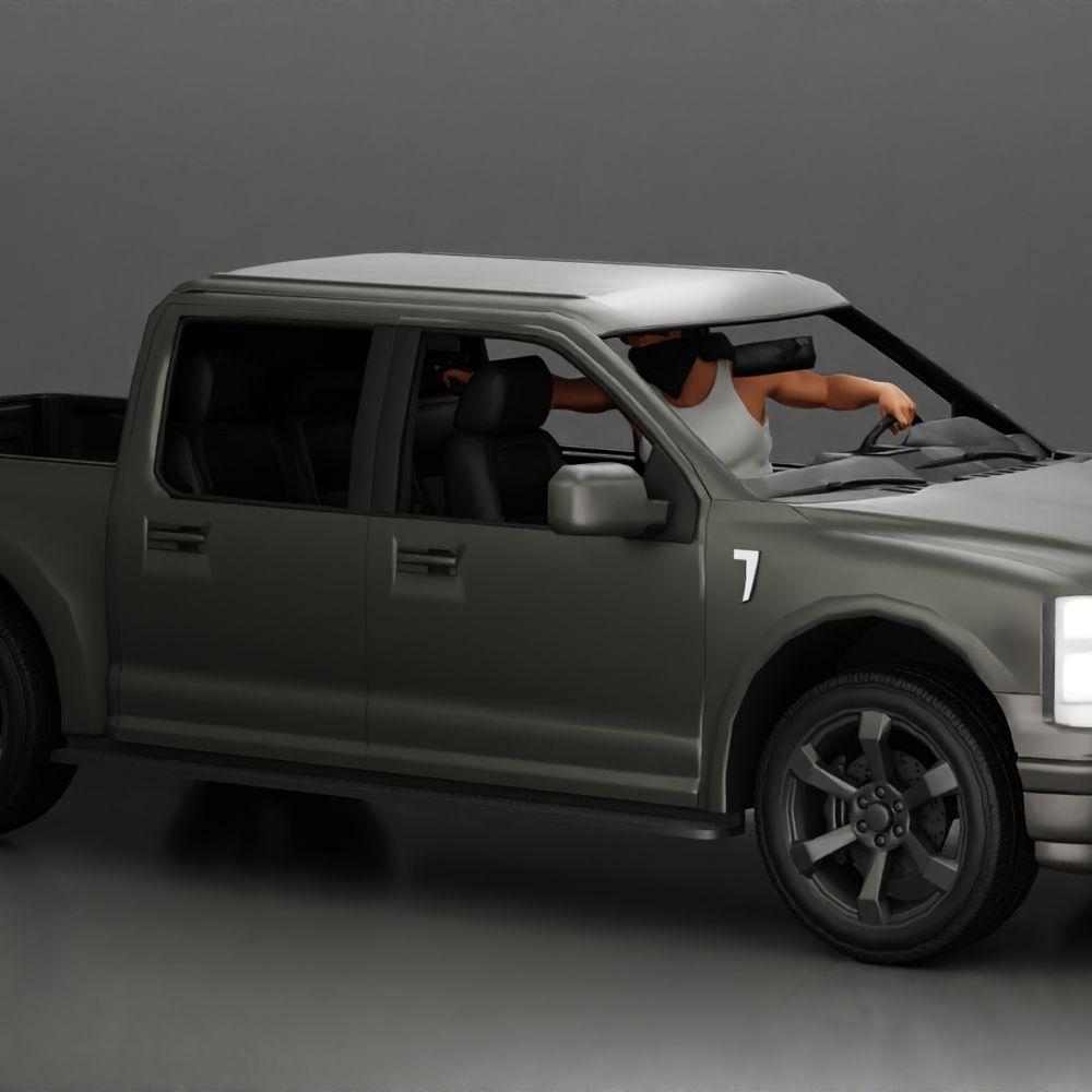 Diorama Modelismo Foto do Produto 12: Miniatura de Diorama: Gangster mascarado sentado com pistola no carro (Ref Nr. A116)