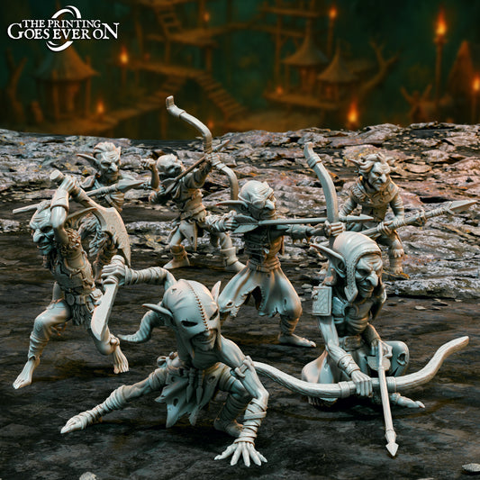 Produktfoto Tabletop 28mm The Printing Goes Ever On (TPGEO)  0: Goblin Truppe - 5 kriegerische Kreaturen - Feindliche Höhlenbewohner