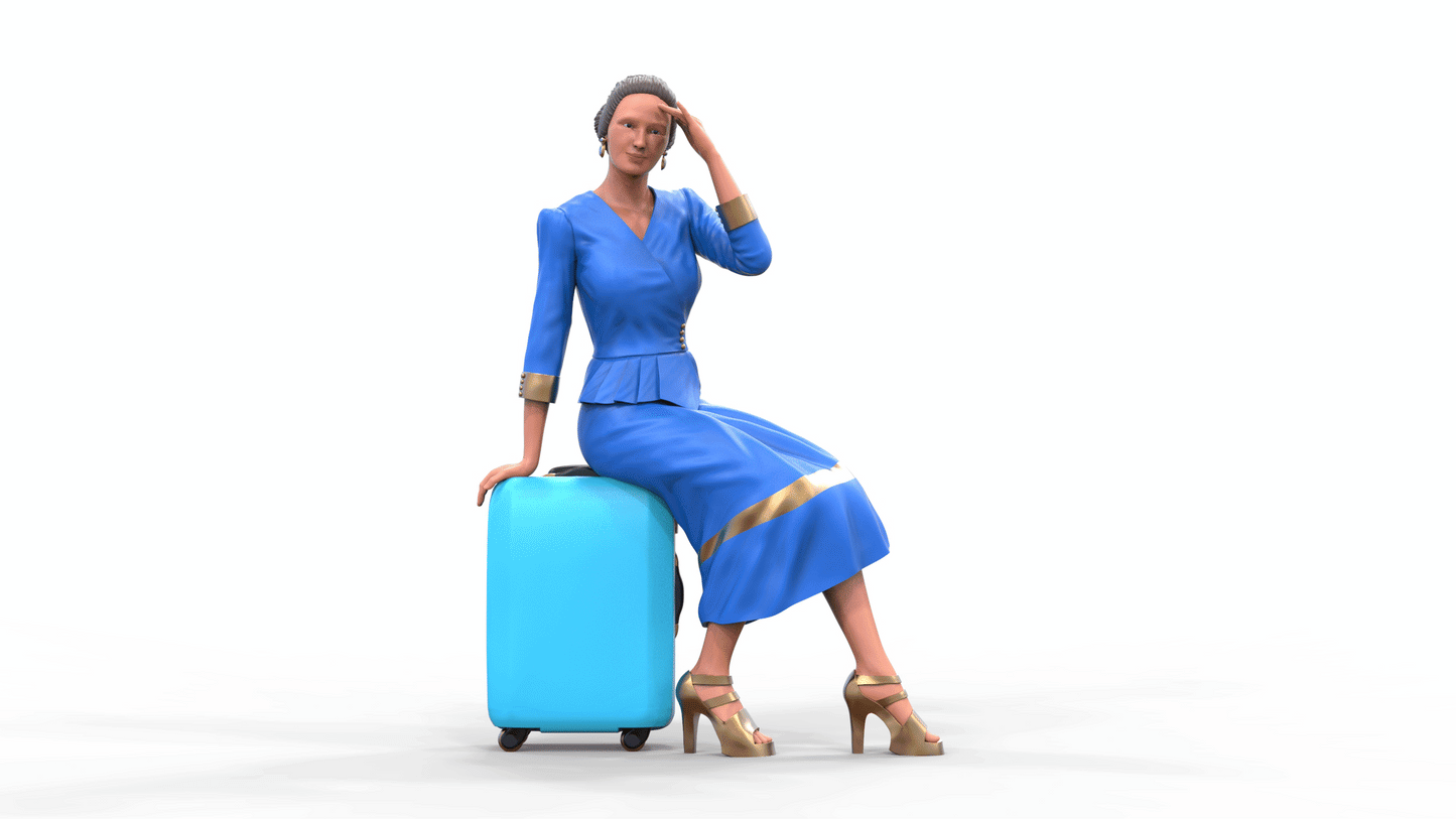Produktfoto Diorama und Modellbau Miniatur Figur: Frau mit Gepäck