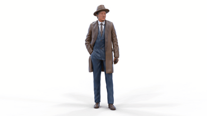 Zdjęcie produktu Diorama i modelarstwo miniatura figura: Mężczyzna w stylu retro - gangster z lat 20. w płaszczu